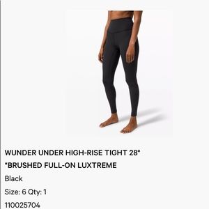 Lululemon WUNDER UNDER HIGH-RISE TIGHT 28" *BRUSHED FULL-ON LUXTREME